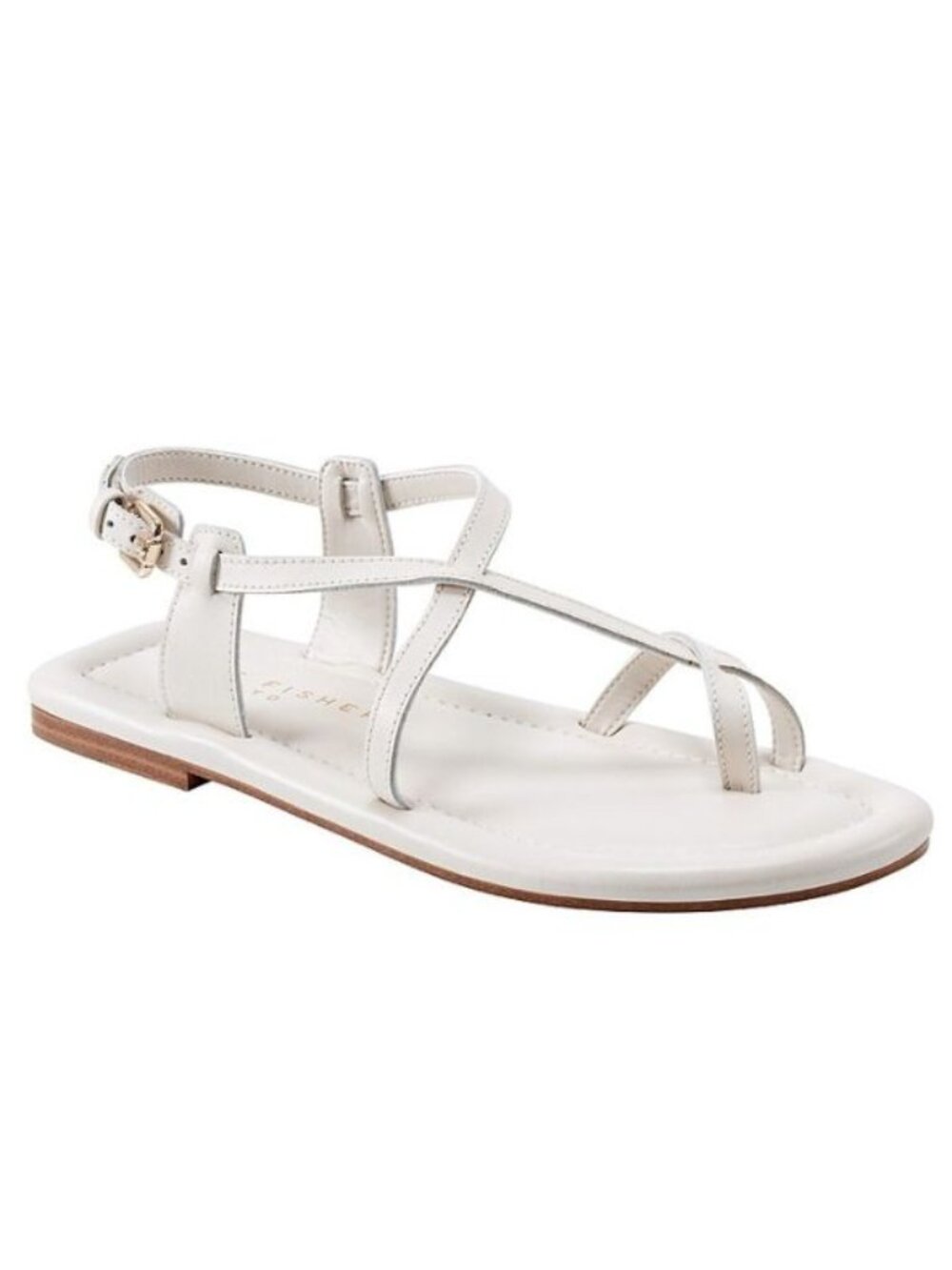 120$ Marc Fisher Gerty Strappy Leather Toe-Ring Sandals Size 9 US Chic Cream